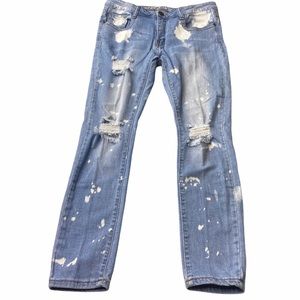 MACHINE SKINNY JEANS SIZE 30 BLEACHED DISTRESSED LIGHT WASH